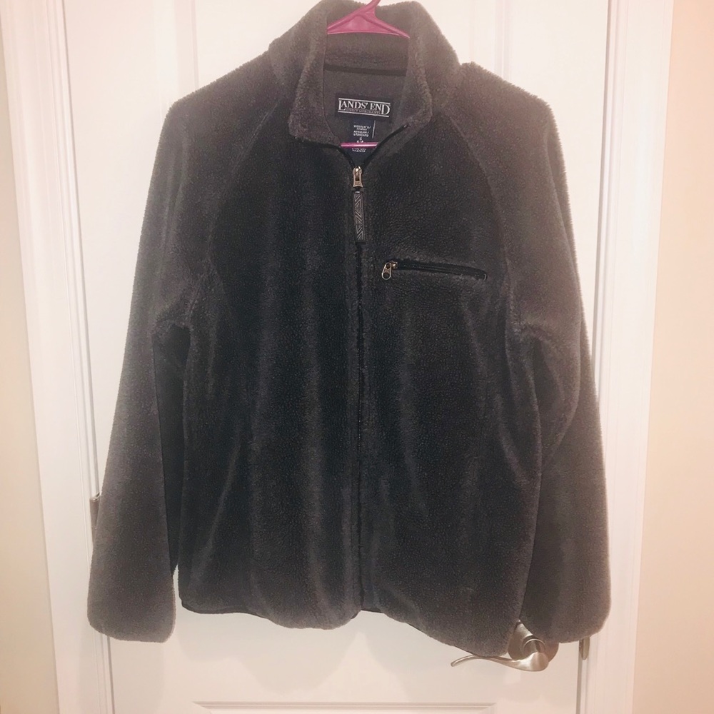 Lands End Sherpa style zip up jacket size small